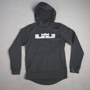 Nike LeBron James Dri Fit Hoodie Black Silver Logo Men's Size S